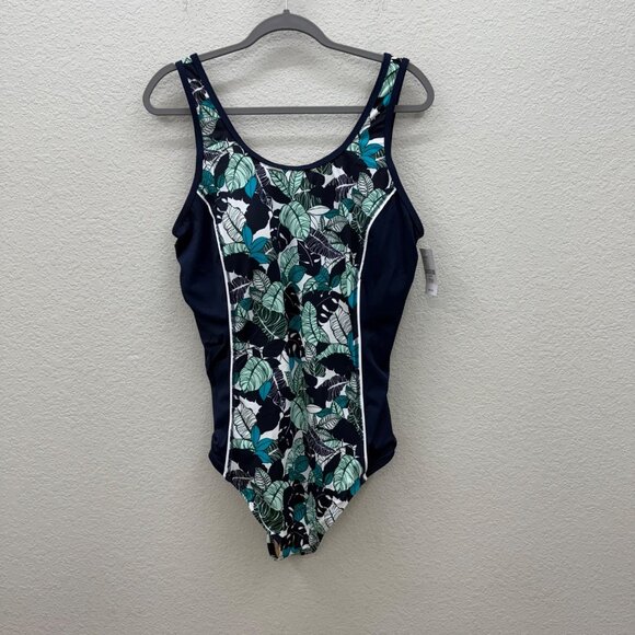 Catherines Leaf Print Onepiece Bathing Swim Suit Womens size 20W NEW - Picture 1 of 9